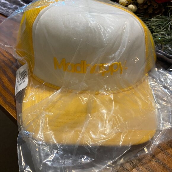 Mad Happy Classic foam trucker snap back hat yellow OS NEW - Picture 5 of 7